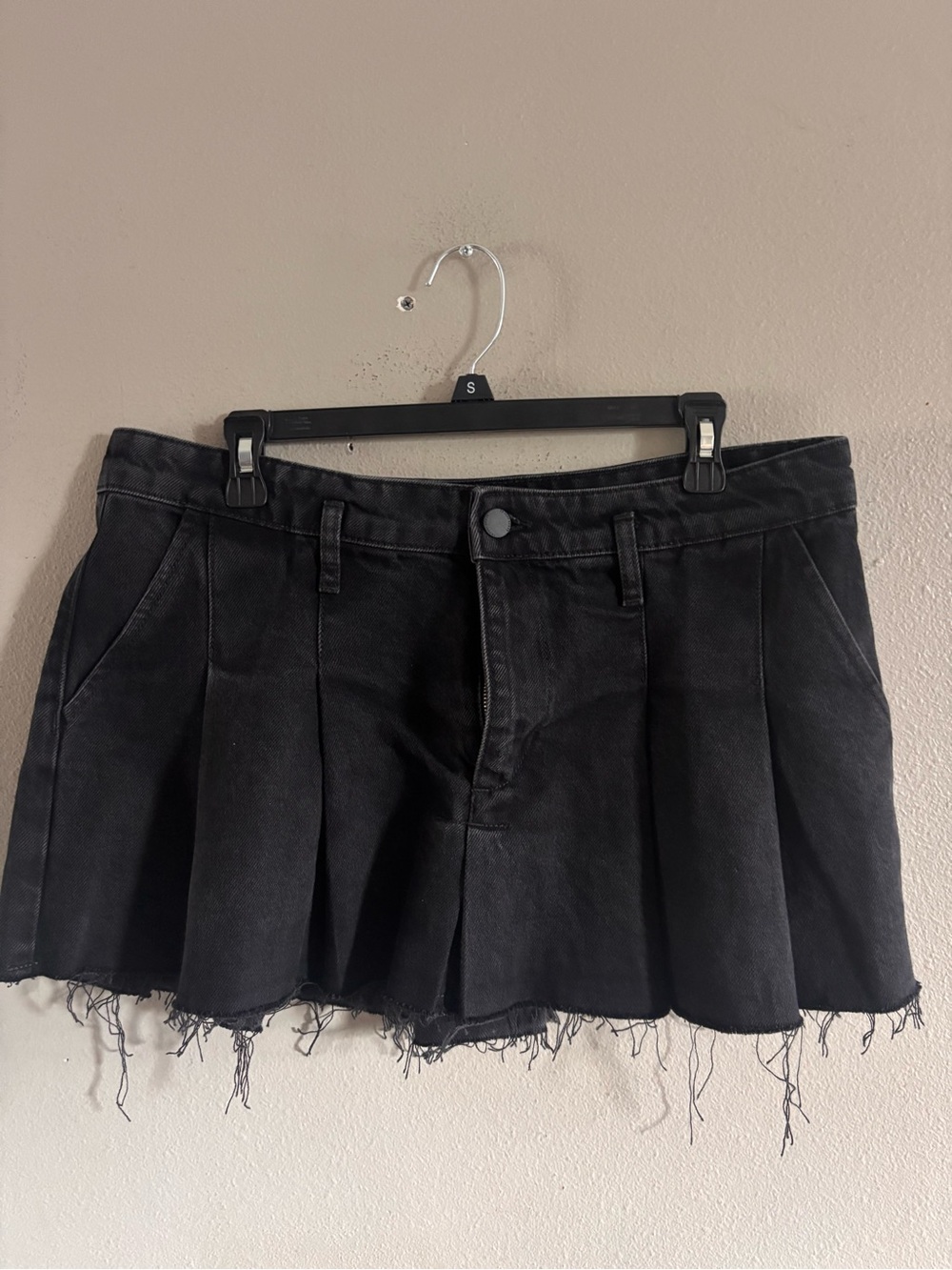 Black Denim  Zara Pleated Mini Skirt